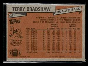 lot 9 image: 1981 Topps Terry Bradshaw Football Card #375