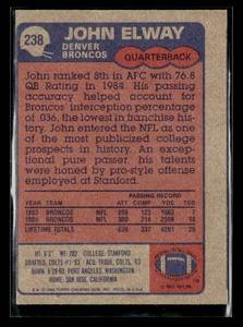 lot 10 image: 1985 Topps John Elway Football Card #238 2nd Year