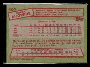 lot 13 image: 1985 Topps Mark Mcgwire Rookie Card #401
