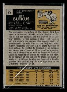 lot 16 image: 1971 Topps Dick Butkus Football Card #25