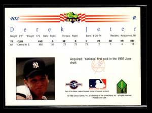 lot 18 image: 1992 Classic Derek Jeter Rookie Card #402