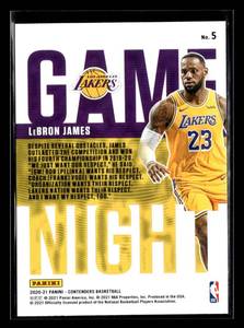 lot 25 image: 2020-21 Contenders Lebron James Game Night Insert - Gold Parallel #5