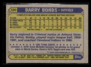 lot 26 image: 1987 Topps Barry Bonds Rookie Card #320