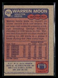 lot 29 image: 1985 Topps Warren Moon Rookie Card #251