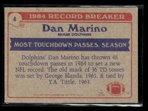 lot 30 image: 1985 Topps Dan Marino Record Breakers Football Card #4