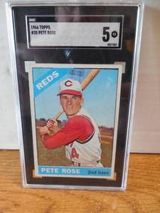 lot 41 image: 1966 Topps Pete Rose Baseball Card #30 Graded SGC 5 EX