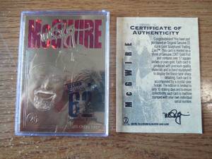 lot 49 image: 1998 Mark McGwire 23KT Gold Home Run Breaking Baseball Card With COA