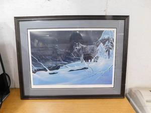 lot 105 image: EMERALD CREEK WOLVES PRINT BY ROD TRIBIGER