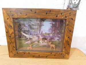 lot 114 image: 17 x 12 Shadow Box with Wildlife deer