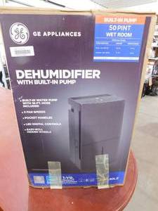 lot 145 image: GE  50 pt. Dehumidifier with Built-in Pump for Basement, Garage or Wet Rooms up to 4500 sq. ft. in Grey, ENERGY STAR