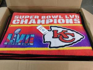 lot 193 image: (36) FANMATS  Kansas City Chiefs Super Bowl LVII Champions Red 19 in. x 30 in. Starter Mat Accent Rug