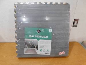 lot 184 image: Sorbus  Gray Wood Grain Floor Mats Foam Interlocking Mats 24 in. x 24 in. (12 Tiles)