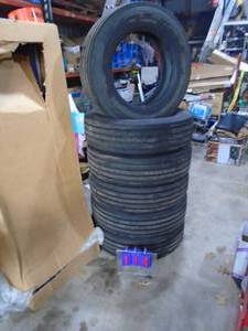 Qty of 6 Michelin ZXR 22570R19.5 truck tires. Used a few thousand miles. Have approx 716 tread left. THIS ITEM HAS A RESERVE.
