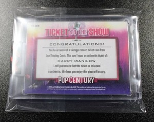 lot 56 image: 2022 Ticket To The Show Pop Century Barry Manilow Ticket Relic #TS-364