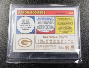lot 65 image: 2005 Bazooka Gold Aaron Rodgers #190 Rookie Card Mid Grade