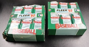 lot 92 image: 1992 Fleer Baseball Cello Hobby Box Lot #1  2 Hobby Boxes (24 Packs Each)