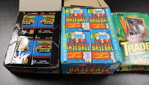 lot 97 image: 1990 Fleer Baseball - 1990 Topps Traded Baseball - 1991 Stadium Club Baseball Series 2 Hobby Box Lot  3 Boxes