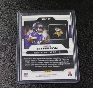 lot 145 image: 2020 Obsisian Orange Prizm Justin Jefferson #109 Rookie Card 4775  Only 75 Exist