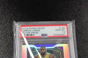 lot 153 image: 2019-20 Prizm Silver LeBron James #129 PSA 10