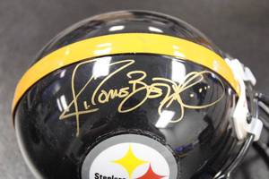 lot 183 image: Jerome Bettis 1995 Pittsburgh Steelers Mini Helmet Autograph  Upper Deck COA BAE52754