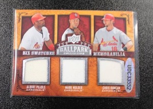 lot 258 image: 2008 Upper Deck Ballpark Collection Six Jersey Relic  Albert Pujols - Mark Mulder - Chris Duncan - Derrek Lee - Kerry Wood - Aramis Ramirez