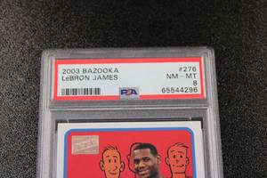 lot 269 image: 2003-04 Bazooka LeBron James #276 Rookie Card PSA 8
