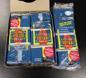 lot 300 image: 1994 Fleer Football Rack Pack Hobby Box  (10) Extra Rack Packs  34 Rack Packs