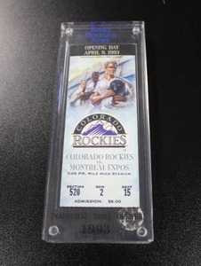 lot 408 image: Small Collectibles Lot  Colorado Rockies Inaugural Home Opener Ticket -1993 Four Sport Oversized Set - Stadium Club Charter Member Set