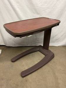 MSRP $800 Award Winning Stryker Trufit Slide Open Split Top Height Adjustable Overbed Table With Slide Out Vanity Mirror - Brown Tone - Great Condition