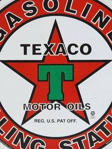 lot 355 image: Texaco Gasoline Metal Mancave  Garage Sign