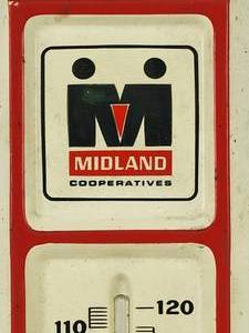 lot 359 image: Vintage Midland Cooperative Thermometer Metal Sign