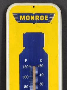 lot 35 image: Vintage Monroe Shocks Absorbers Thermostat Mancave Metal Sign