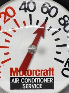 lot 363 image: Vintage Motorcraft Metal Thermometer Sign