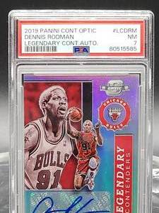 lot 205 image: PSA Graded 2019 Panini Contenders Dennis Rodman Autographed Card #LC-DRM