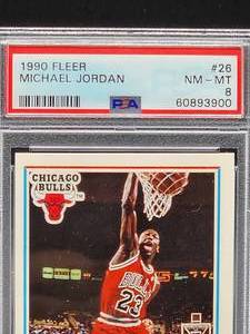 lot 27 image: PSA Graded 1990 Fleer Basketball Michael Jordan Card #26
