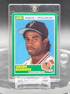 lot 89 image: 1989 Score Football Prime Time Deion Sanders Rookie Card #246