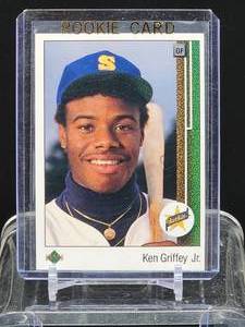 lot 19 image: 1989 Upper Deck Ken Griffey Jr Rookie Card #1 and other Hall of Famer Rookie Cards
