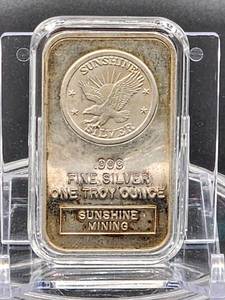 lot 63 image: 1 Once Sunshine Mining .999 Silver Bar