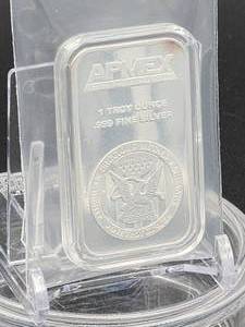 lot 175 image: 1 Once APMEX .999 Silver Bar