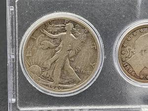 lot 38 image: (5) Vintage Coins including United States 1920 Walking Liberty Half Dollar Coin