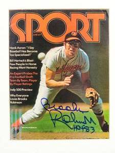 lot 78 image: Nicely Framed Vintage Sport Magazine Autographed the Baltimore Orioles HOFer Brooks Robinson