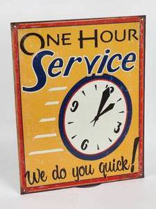 lot 298 image: One Hour Service Metal Mancave  Garage Sign