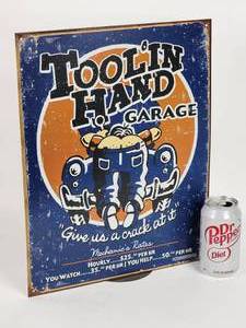lot 300 image: Tool in Hand Metal Mancave  Garage Sign
