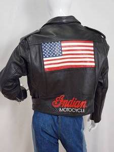 lot 292 image: Vintage Leather Indian Motorcycle Riding Jacket Mens Size XL