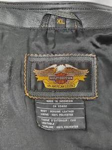 lot 282 image: Vintage Leather Harley Davidson Motorcycle Vest Mens Size XL