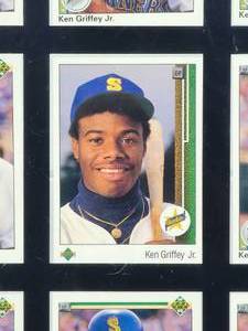lot 91 image: 1989 Upper Deck Baseball Ken Griffey Jr Rookie Card #1 & (8) 2nd Year Cards