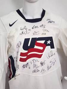lot 268 image: Authentic 1986 U.S. Olympic Hockey Bronze Medal Team Signed Jersey