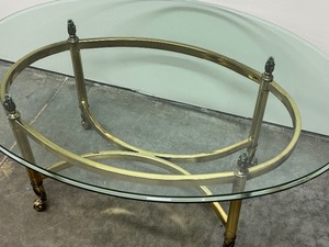 lot 350 image: Vintage Brass and Glass Top Coffee Table