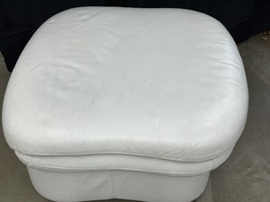 lot 366 image: White Leather Ottoman