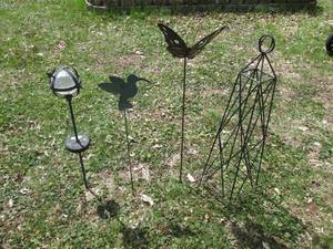 Collection of metal outdoor yard decor